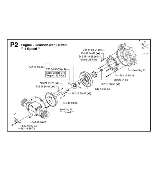 Engine-Gearbox with Clutch 1-Speed Parts for FS4800 D By Husqvarna