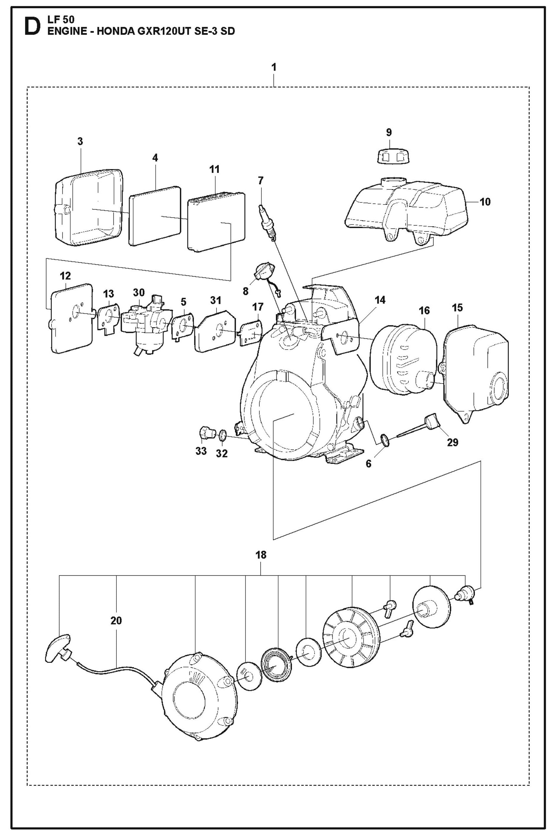Engine-Honda GXR120UT SE-3 SD Parts For LF 50 L By Husqvarna