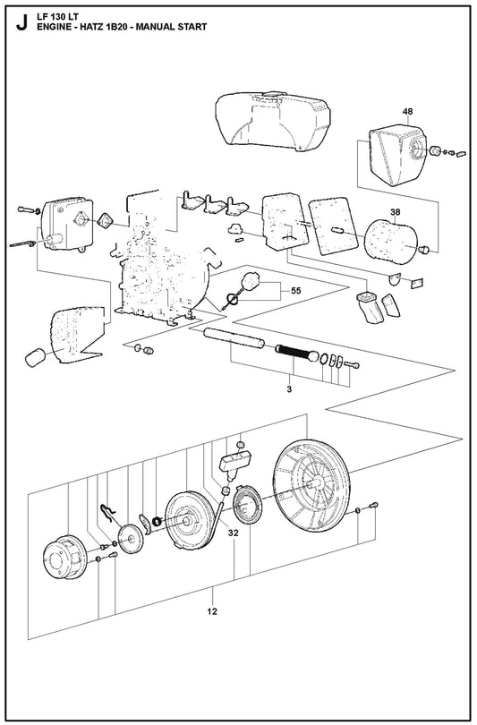 Engine-Hatz 1B20-Manual Start Parts For LF 130 LT Petrol By Husqvarna