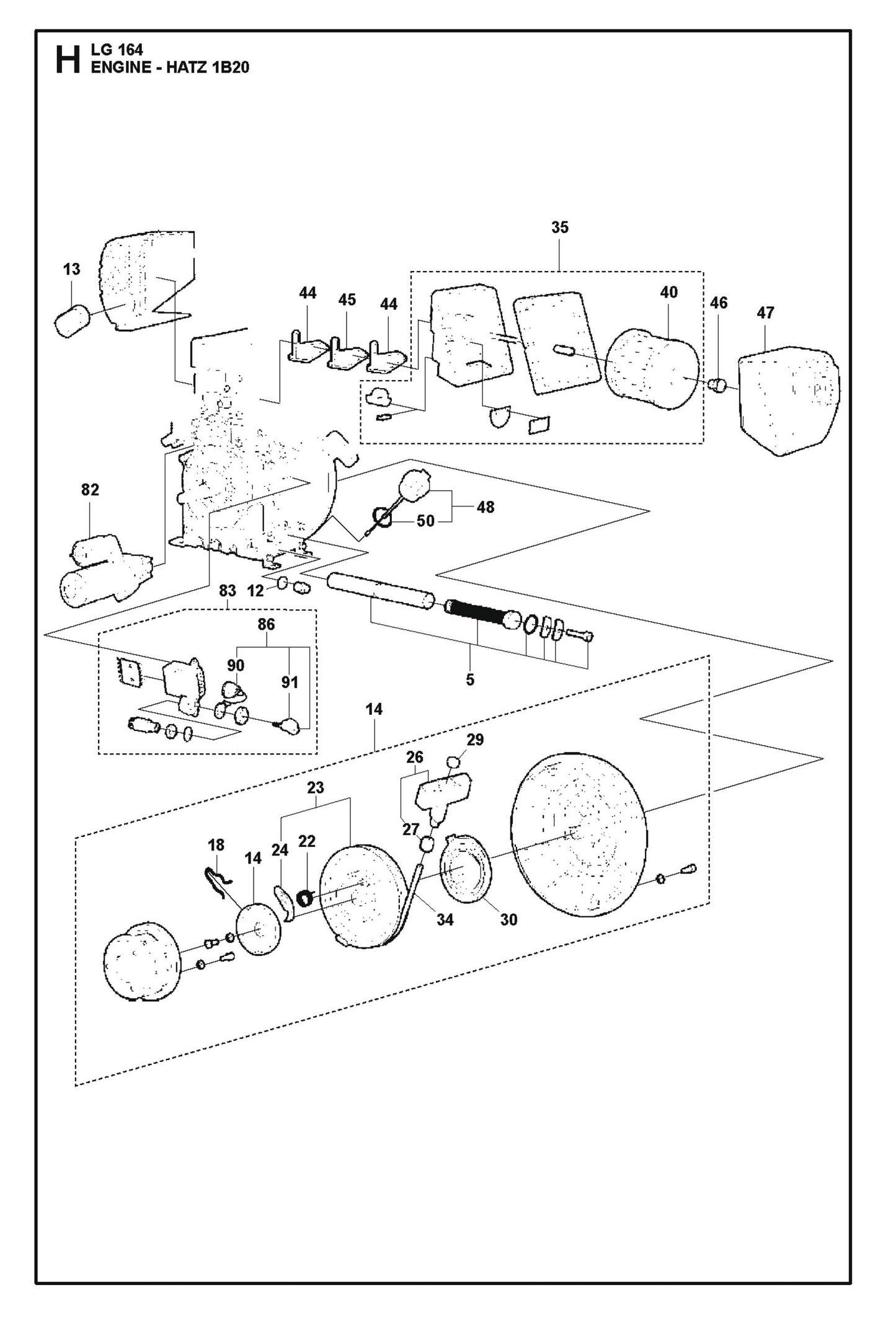 Engine - Hatz 1B20 Parts For LG 164 Petrol By Husqvarna