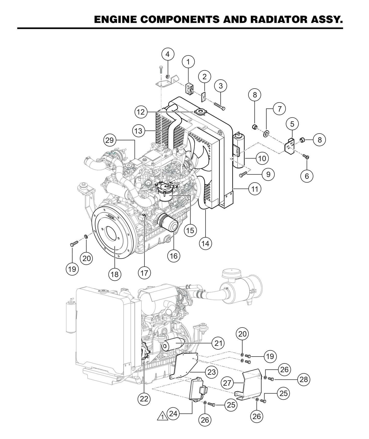 STXD6I Engine Components and Radiator Assembly