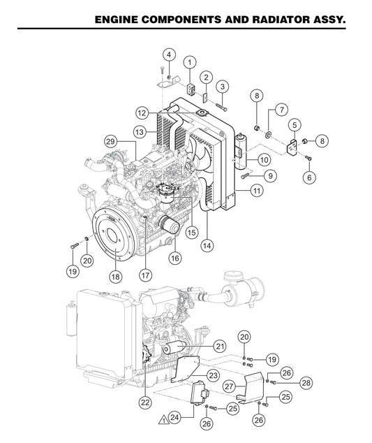 STXD6I Engine Components and Radiator Assembly