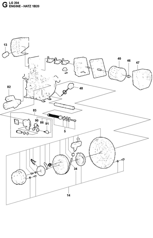 Engine - Hatz 1B20  Parts For LG 204 Diesel By Husqvarna