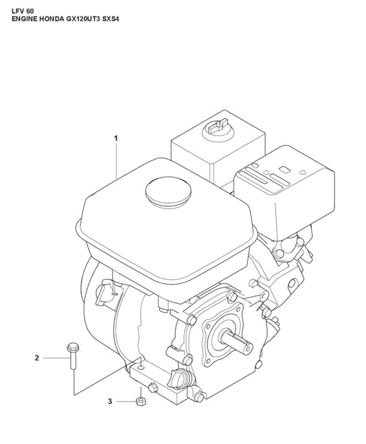 Engine Honda GX120UT3 SXS4 Parts For LFV 60 By Husqvarna