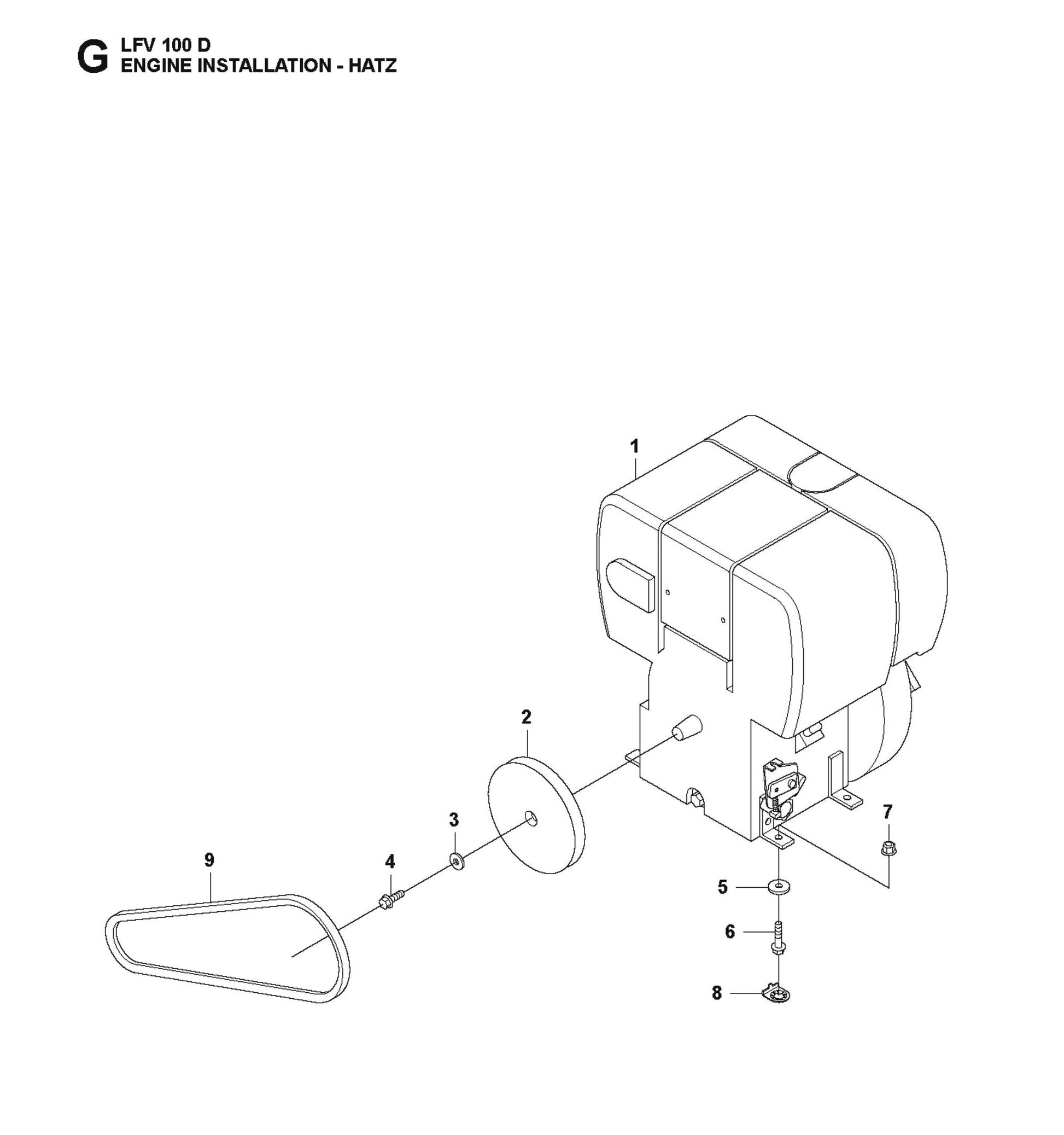 Engine Installation-Hatz Parts For LFV 100 By Husqvarna