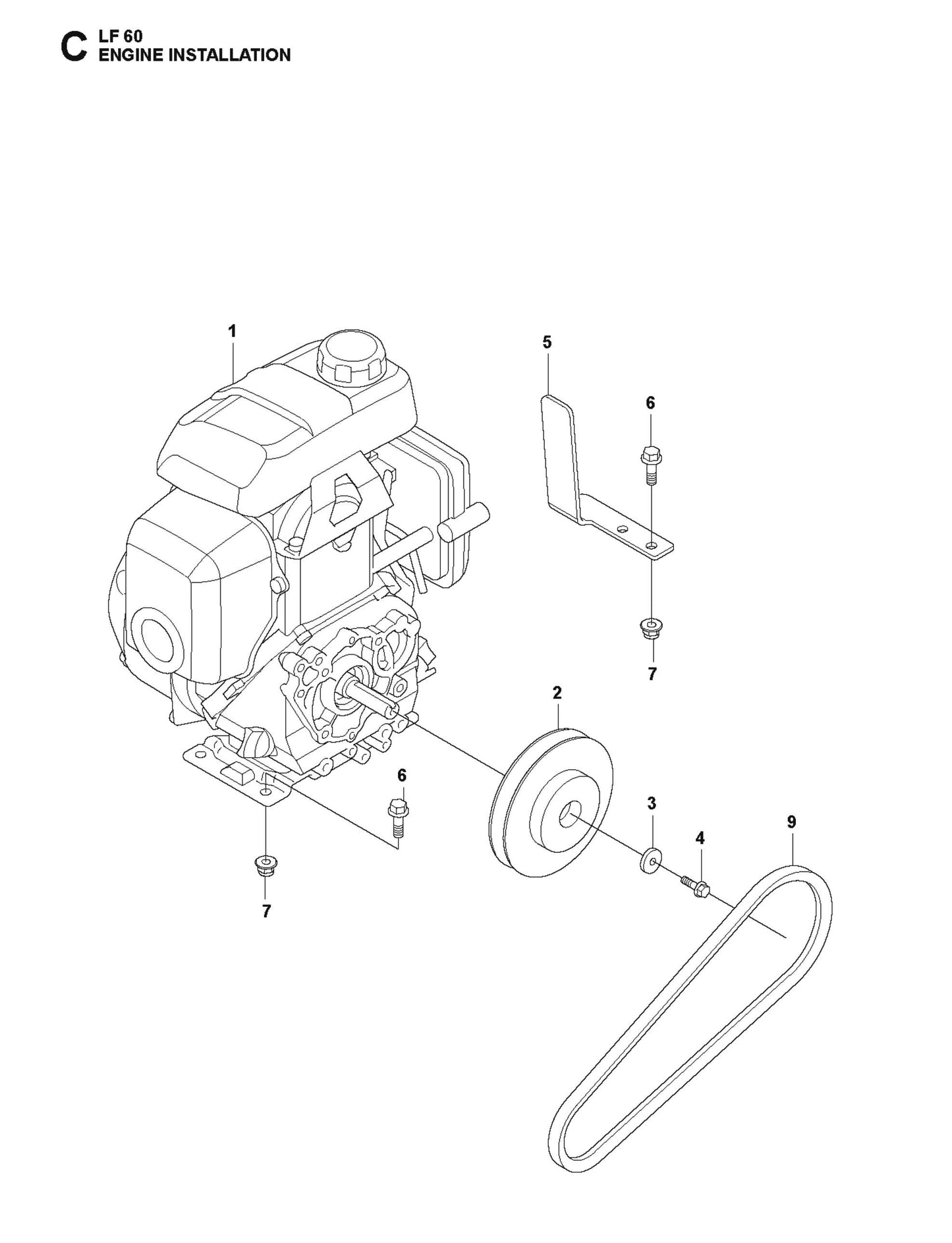 Engine Installation Parts For LF 60 LAT By Husqvarna