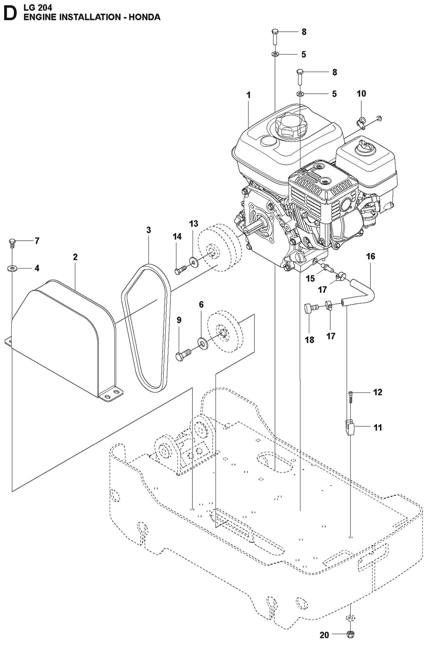 Engine Installation-Honda  Parts For LG 204 Diesel By Husqvarna