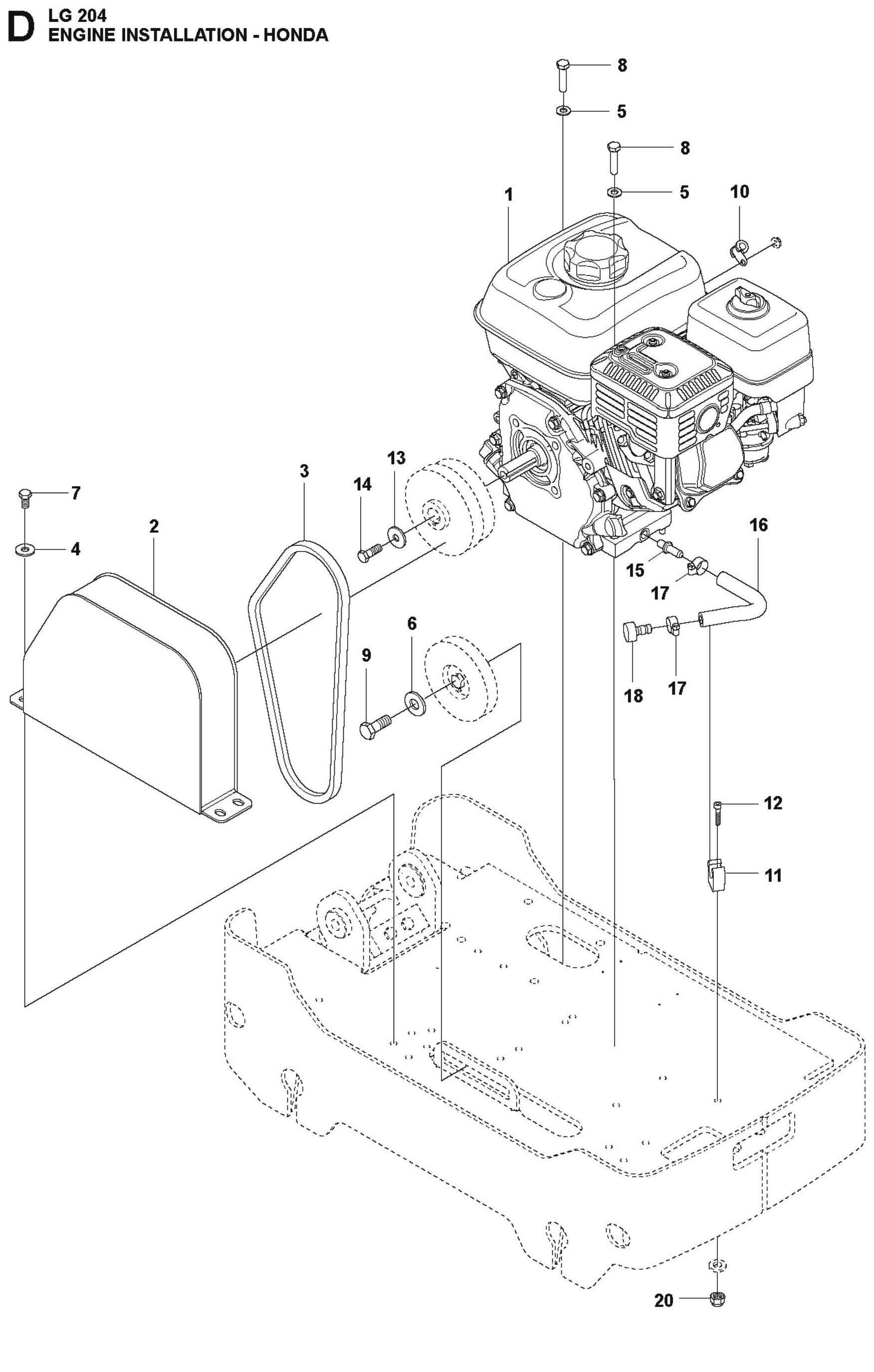 Engine Installation-Honda  Parts For LG 204 Diesel By Husqvarna