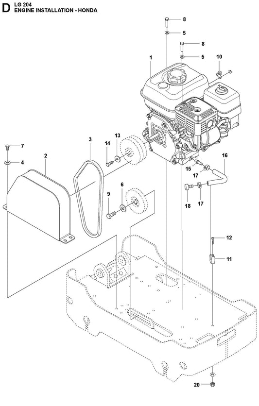 Engine Installation-Honda  Parts For LG 204 Diesel By Husqvarna