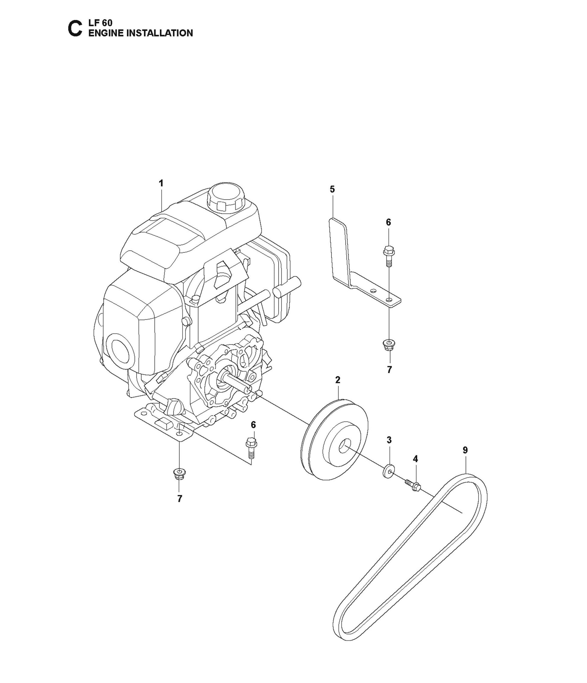 Engine Installation Parts For LF 60 LA By Husqvarna