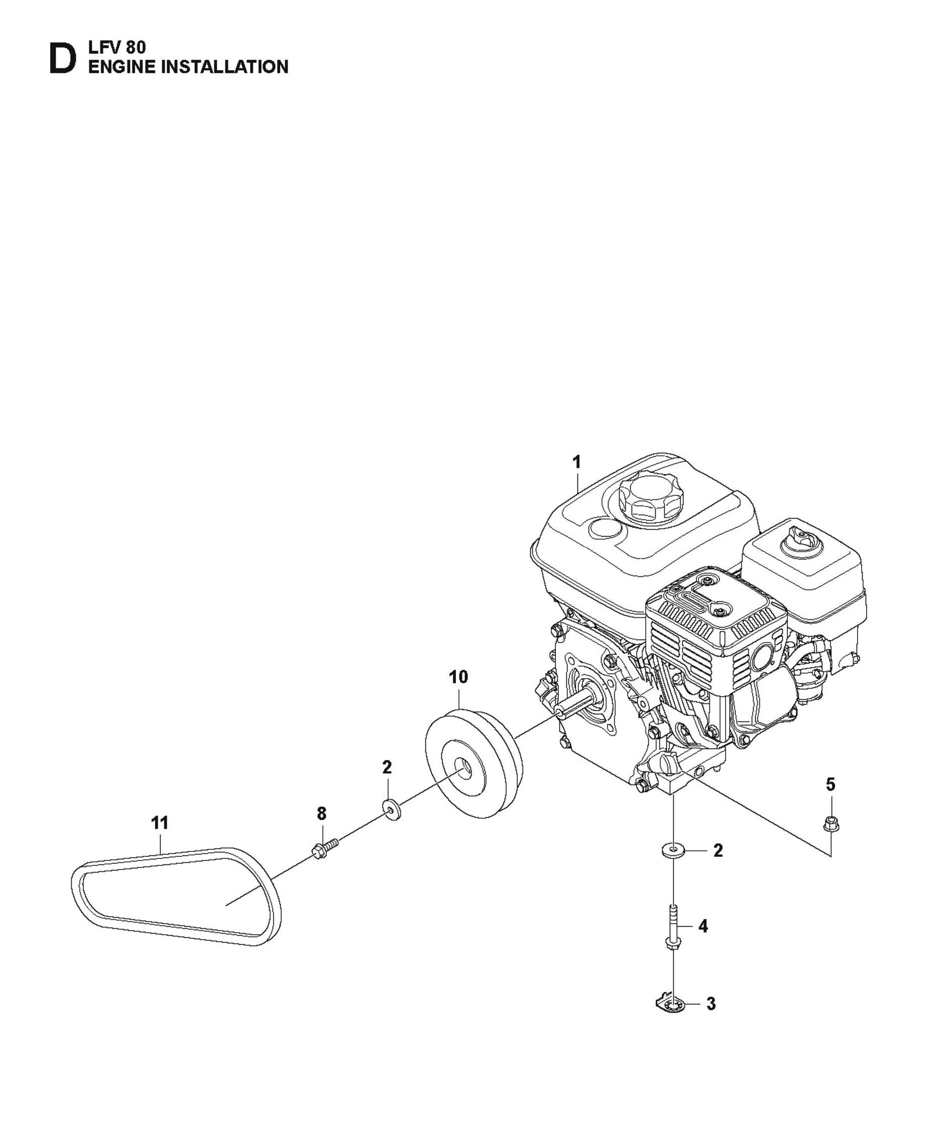 Engine Installation Parts For LFV 80 By Husqvarna