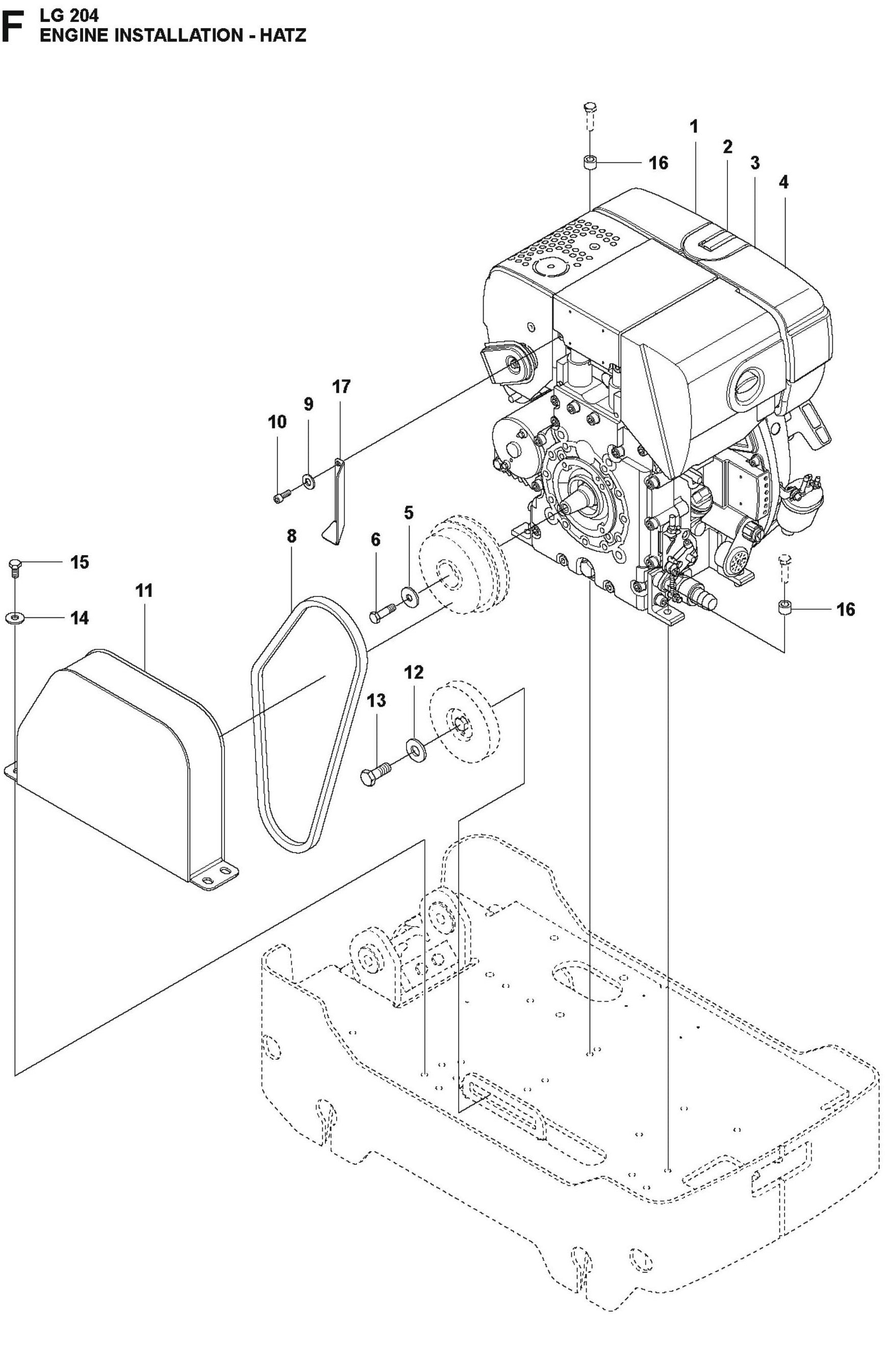 Engine Installation-Hatz  Parts For LG 204 Diesel By Husqvarna
