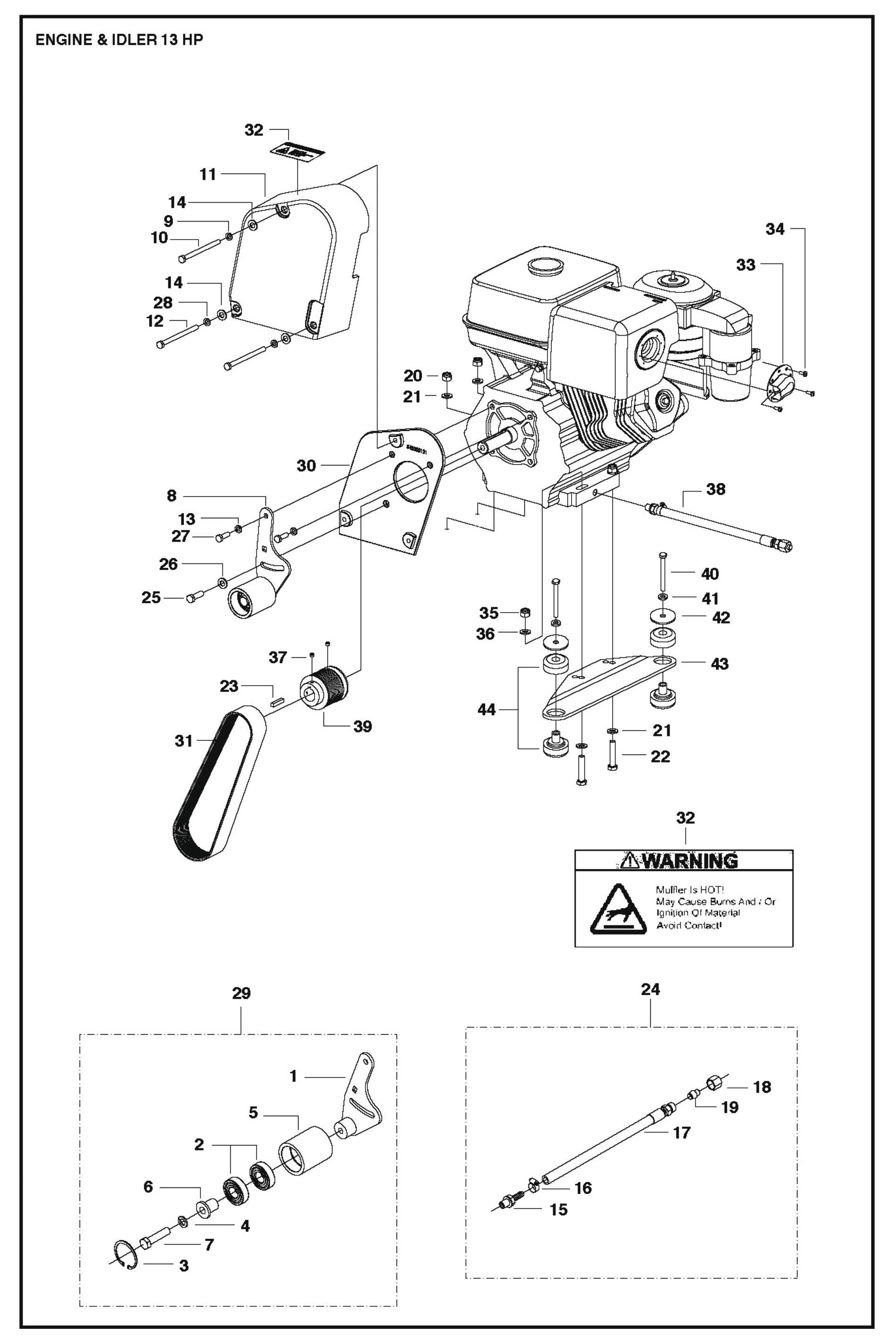 Engine and Idler 13 HP For FS524 By Husqvarna