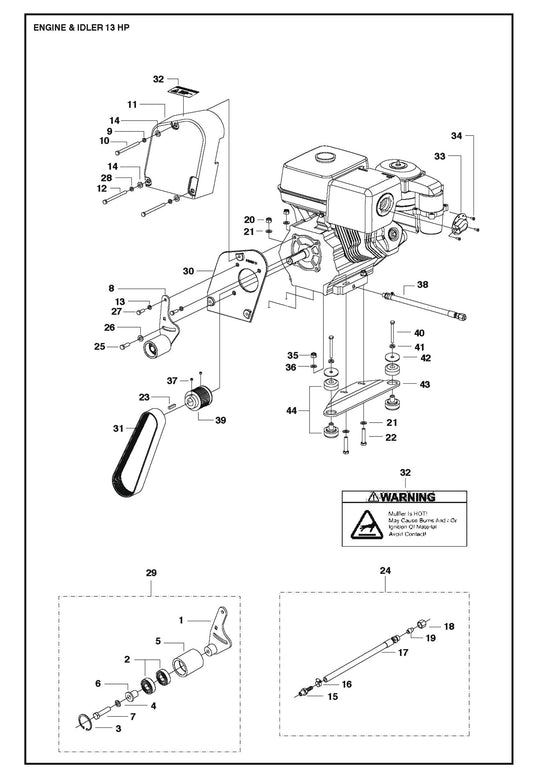 Engine and Idler 13 HP For FS520 By Husqvarna