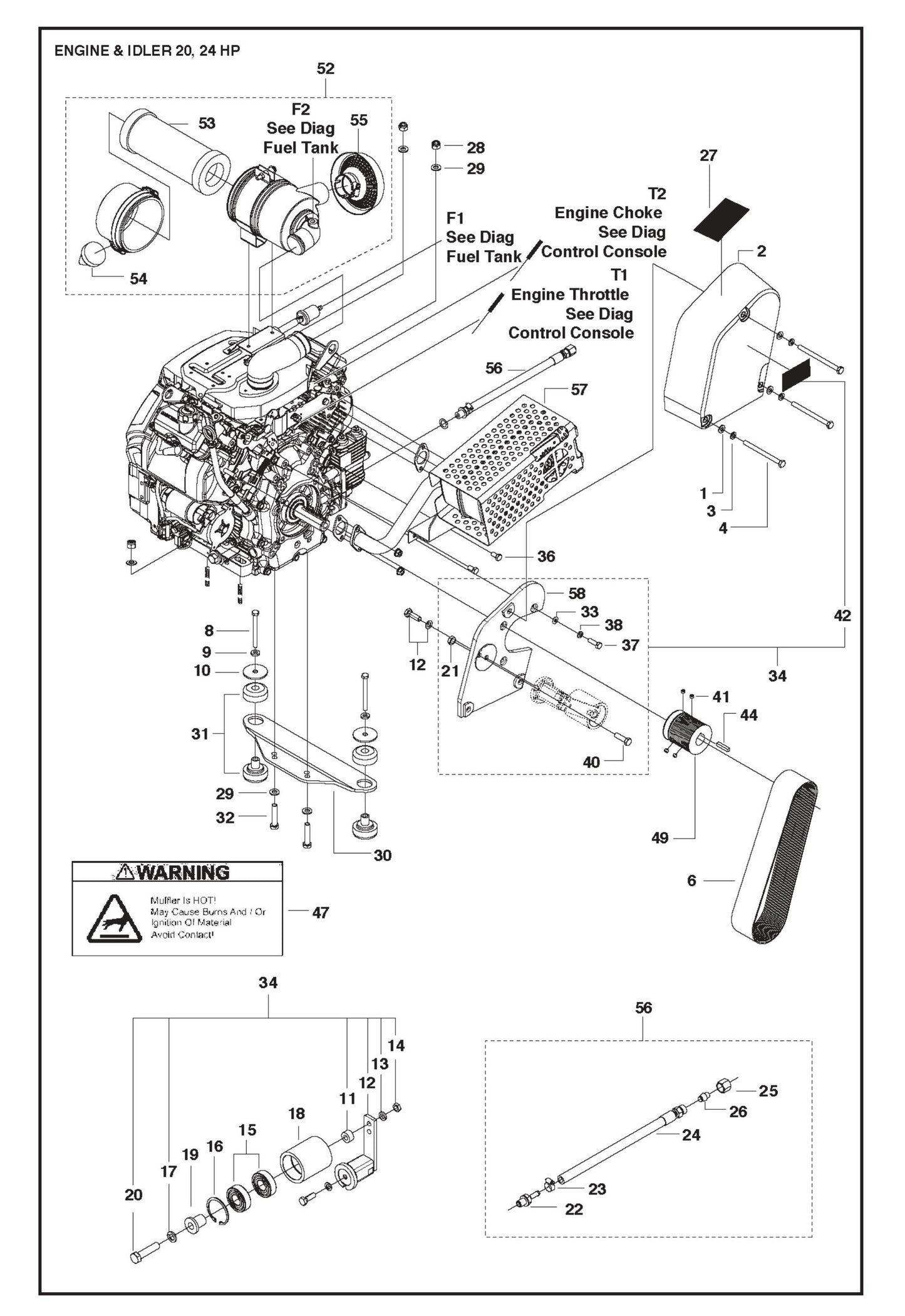 Engine and Idler 20, 24 HP For FS513 By Husqvarna