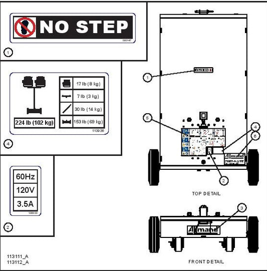 PORT-A-LITE English Dual Lamp LED Decal Group (1 of 3) parts by allmand
