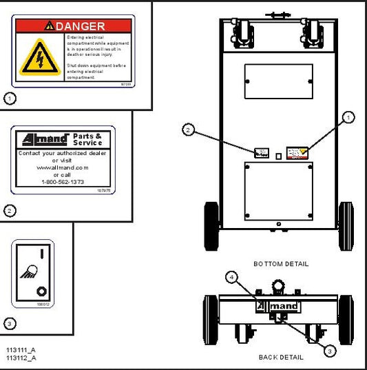 PORT-A-LITE English Dual Lamp LED Decal Group (2 of 3) parts by allmand