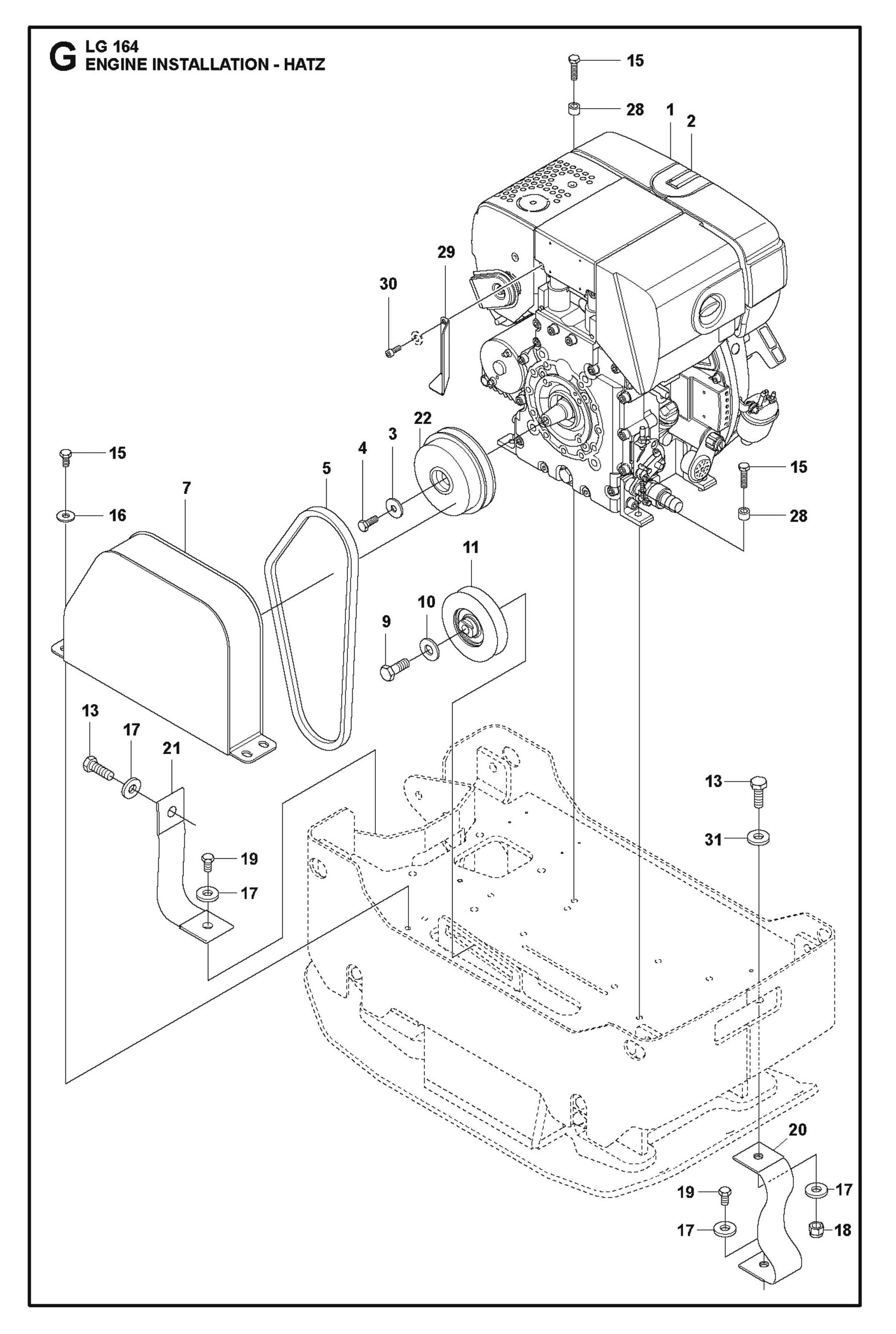 Engine Installation - Hatz Parts For LG 164 Petrol By Husqvarna