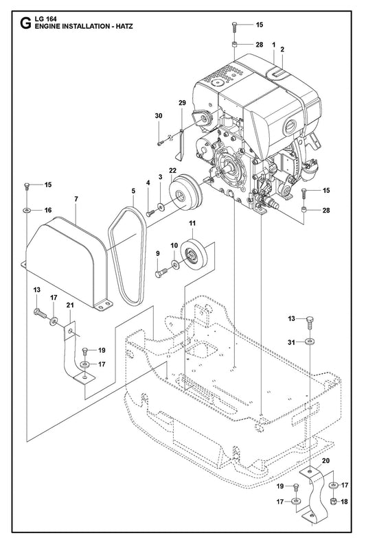 Engine Installation - Hatz Parts For LG 164 Petrol By Husqvarna