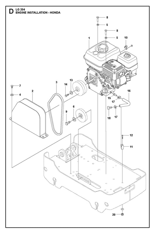 Engine Installation-Honda Parts For LG 204 Petrol By Husqvarna