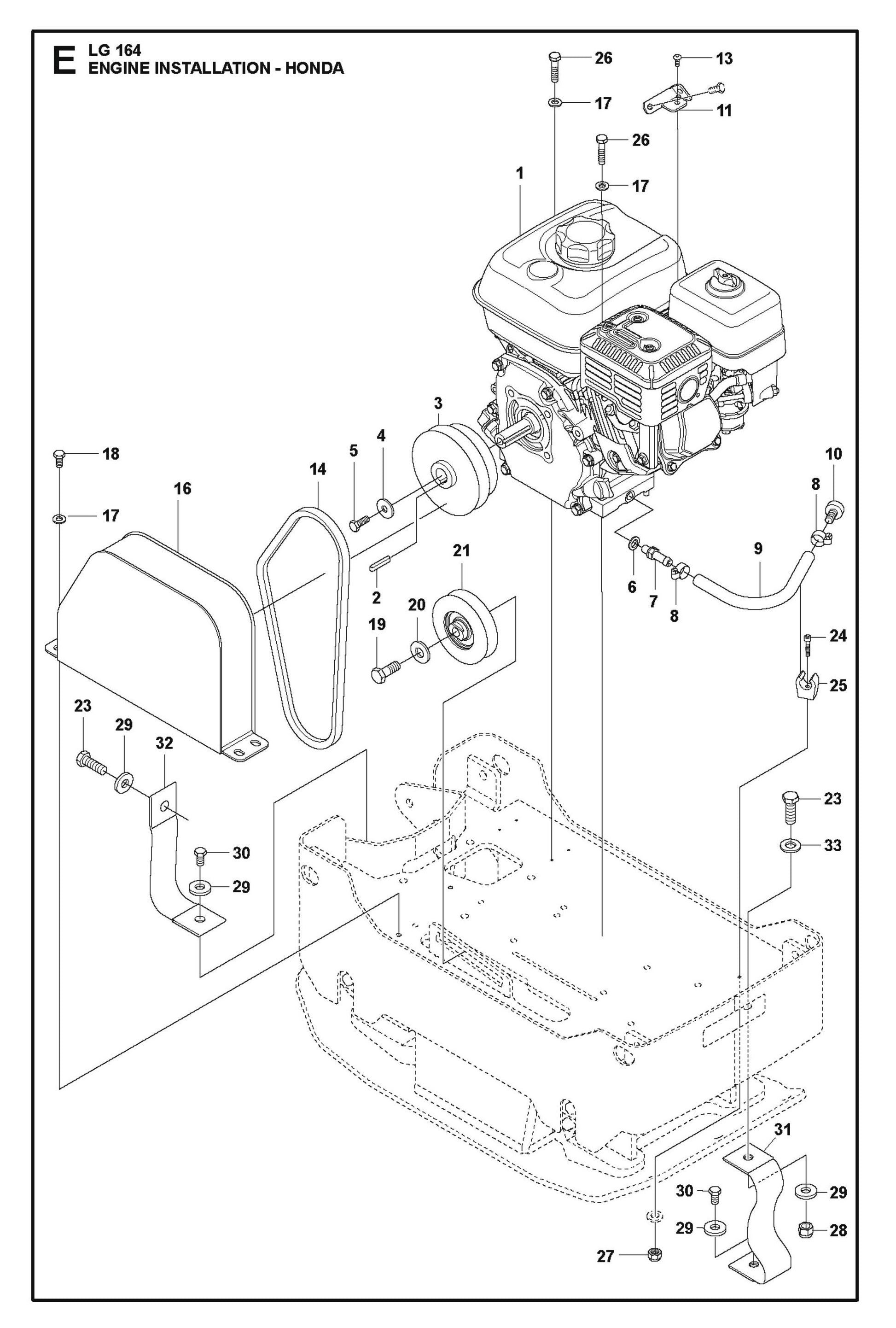 Engine Installation - Honda Parts For LG 164 Petrol By Husqvarna