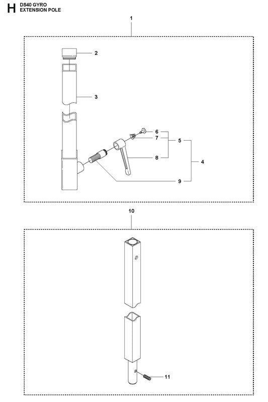 Extension Pole Parts for DS 40 Gyro By Husqvarna