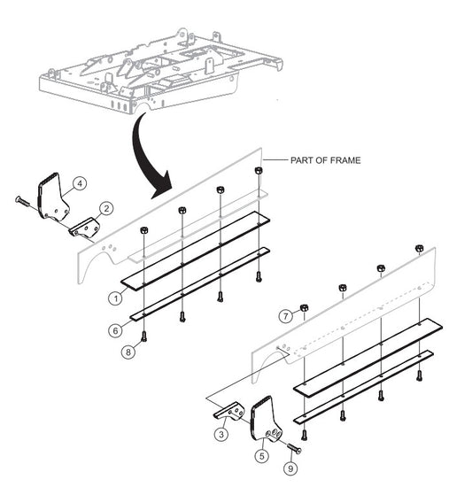 Blade Guard Mount/ Wiper Assembly Parts-SP605716, SP605720, SP605726, SP605730, SP605736 57 HP DEUTZ DIESEL ENGINE
