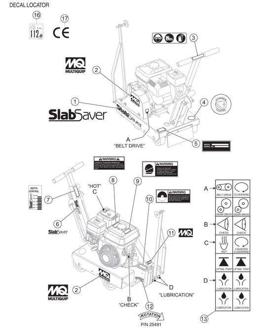 Decal Locator Assembly Parts For FCG1 Series by Multiquip