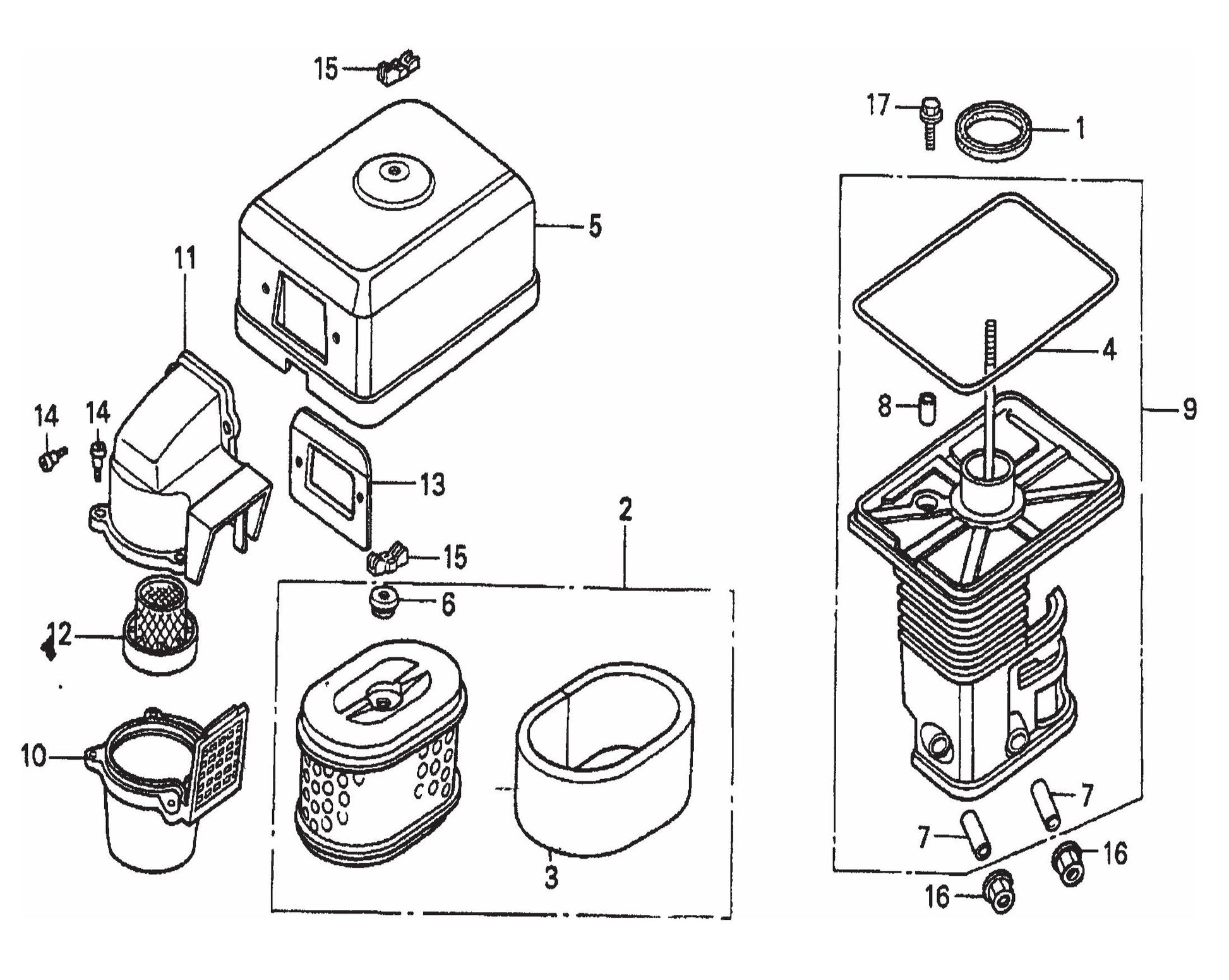 HONDA GX200QXC9 Air Cleaner (Cyclone) Assembly Parts For FCG1-6HA Series by Multiquip