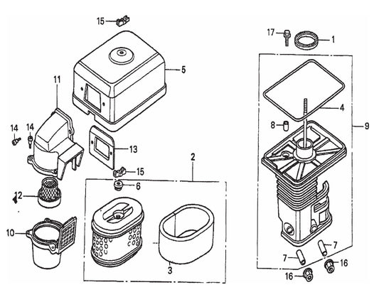 HONDA GX200QXC9 Air Cleaner (Cyclone) Assembly Parts For FCG1-6HA Series by Multiquip