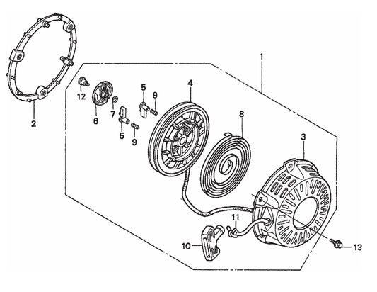 HONDA GX200QXC9 Recoil Starter Assembly Parts For FCG1-6HA Series by Multiquip
