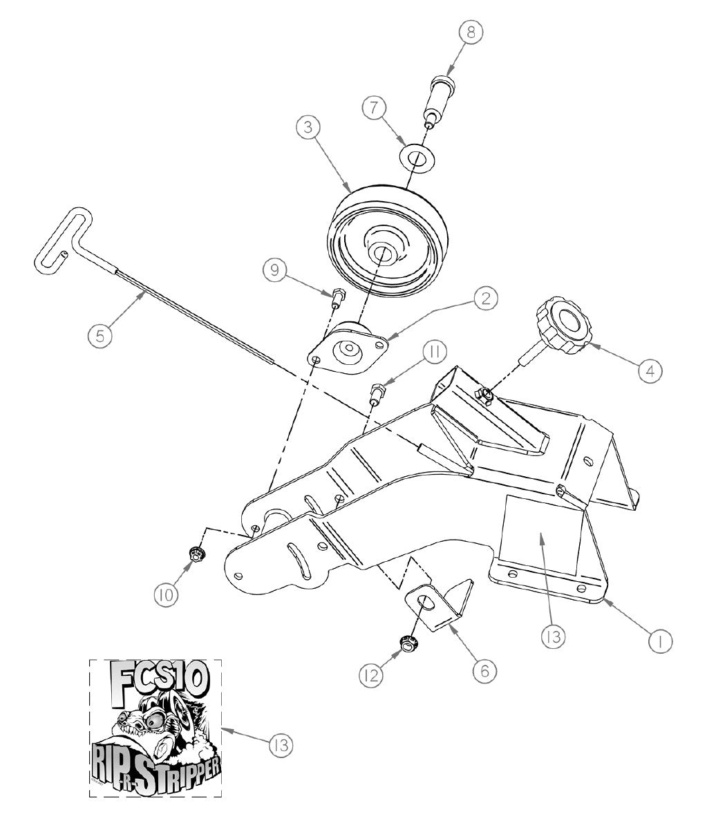 FCS10 Replacement Parts Diagram Main Frame Assembly FCS10GEN2 Floor Covering Scraper [Beginning with Serial Number 179211] Parts By General Equipment