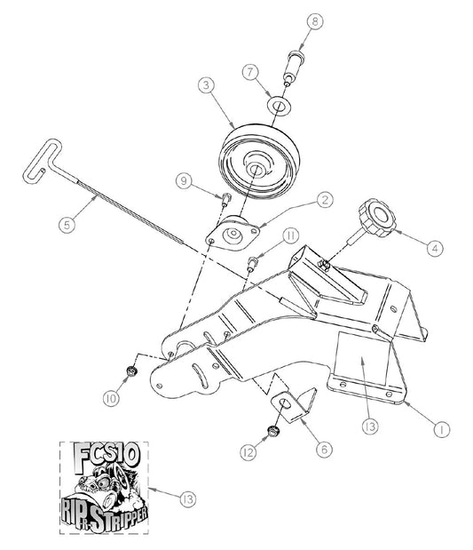 FCS10 Replacement Parts Diagram Main Frame Assembly FCS10GEN2 Floor Covering Scraper [Beginning with Serial Number 179211] Parts By General Equipment