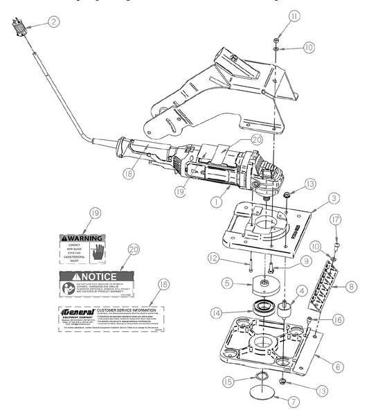 FCS10 Replacement Parts Diagram Orbital Plate Assembly FCS10GEN2 Floor Covering Scraper [Beginning with Serial Number 179211] Parts By General Equipment