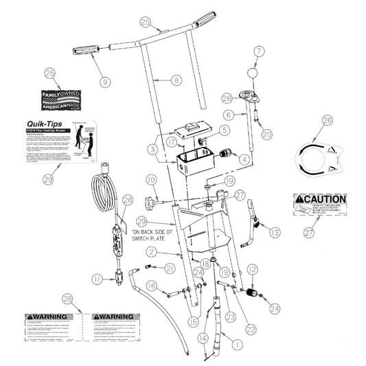 FCS16 Replacement Parts Diagram Handle Assembly FCS16 Generation III Floor Covering Scraper [Beginning with Serial Number 172811] Parts By General Equipment