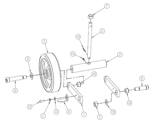 FCS16 Replacement Parts Diagram Axle Assembly FCS16 Generation III Floor Covering Scraper [Beginning with Serial Number 172811] Parts By General Equipment