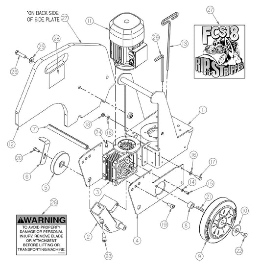 FCS18 Replacement Parts Diagram Drive Motor Assembly FCS18 Floor Covering Scraper [Beginning with Serial Number 166062] Parts By General Equipment