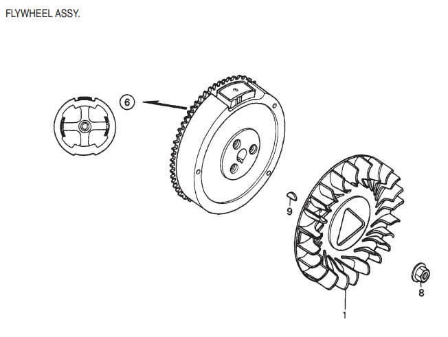 GA6HE-GA6HEA—HONDA GX340K1EDE2 ENGINE—Flywheel Assembly Parts By Multiquip