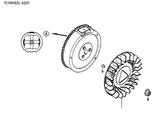 GA6H GA6HA HONDA GX340K1EDE2 ENGINE Flywheel Assembly Parts By Multiquip