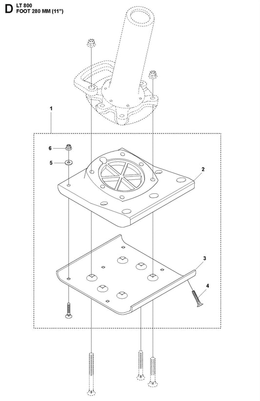 Foot 280 mm (11&quot;) Parts For LT 800 Jumping Jack Rammer By Husqvarna