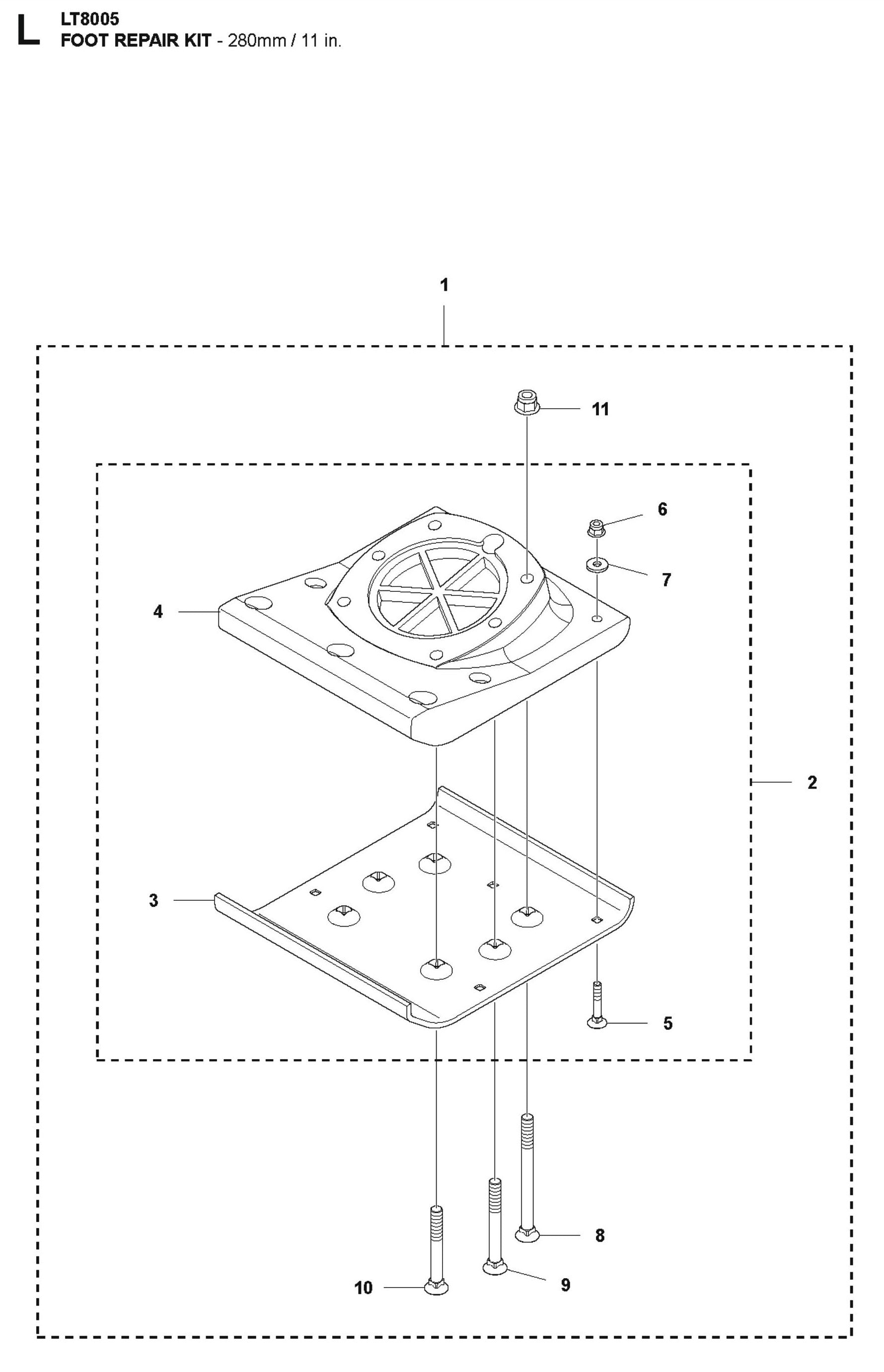 Foot  Repair Kit-280mm/ 11in.Parts LT8005 Yanmar By Husqvarna