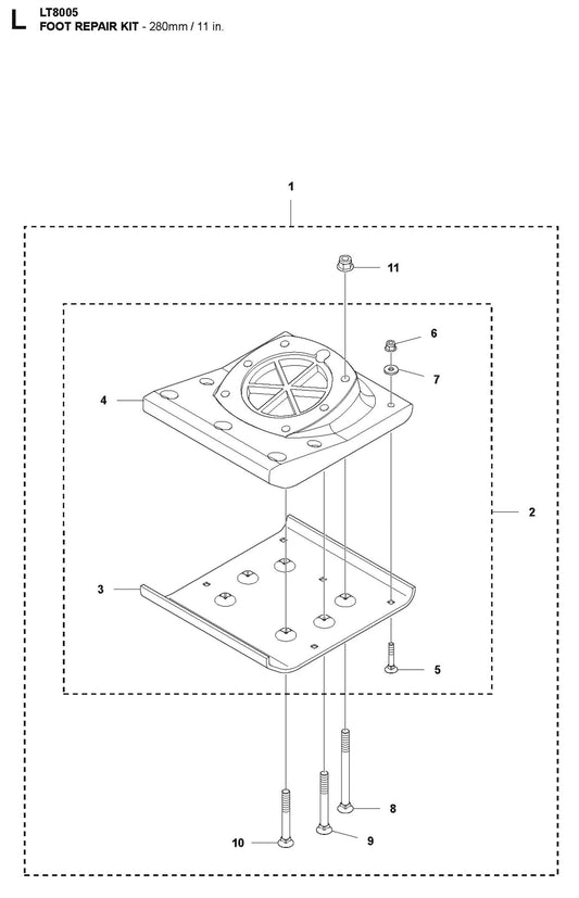 Foot  Repair Kit-280mm/ 11in.Parts LT8005 Yanmar By Husqvarna