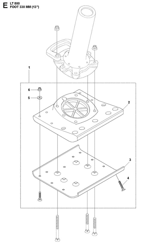 Foot 330 mm (13&quot;) Parts For LT 800 Jumping Jack Rammer By Husqvarna