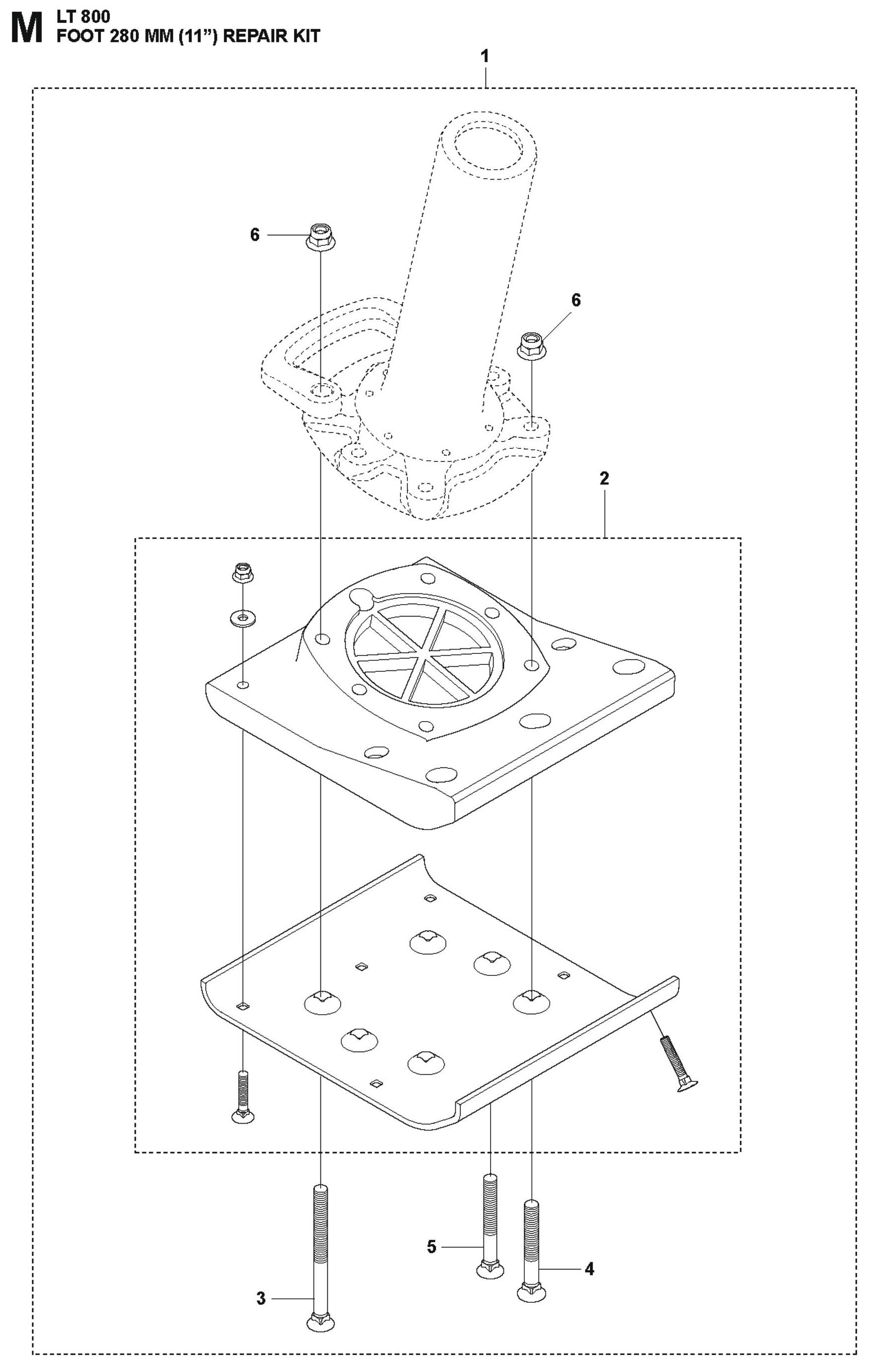 Foot 280 mm (11&quot;)Repair Kit Parts For LT800 Jumping Jack Rammer By Husqvarna