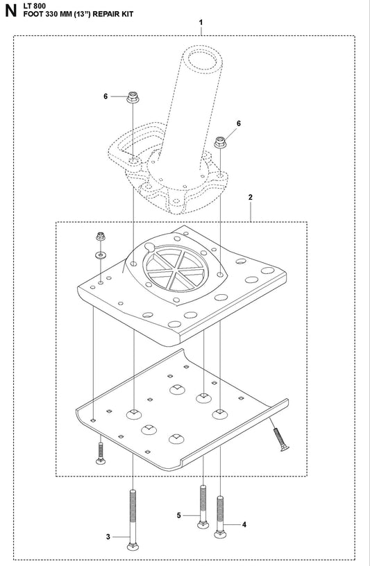 Foot 330 MM (13&quot;) Repair Kit Parts For LT800 Jumping Jack Rammer By Husqvarna