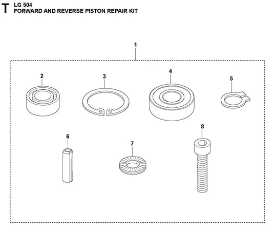 Forward And Reverse Piston Repair Kit Parts For LG 504 Reversible Plate Compactor By Husqvarna