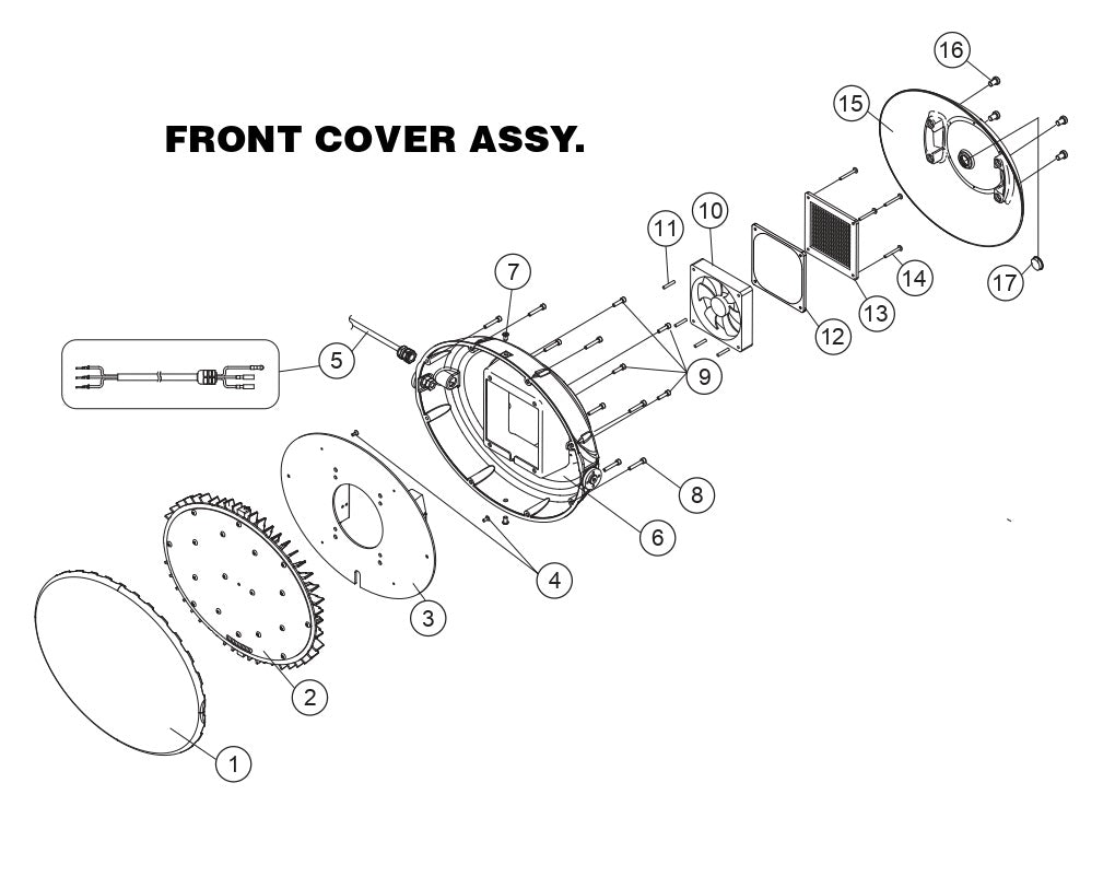 GB43LED GloBug Lighting System Front Cover Assembly Parts by Multiquip