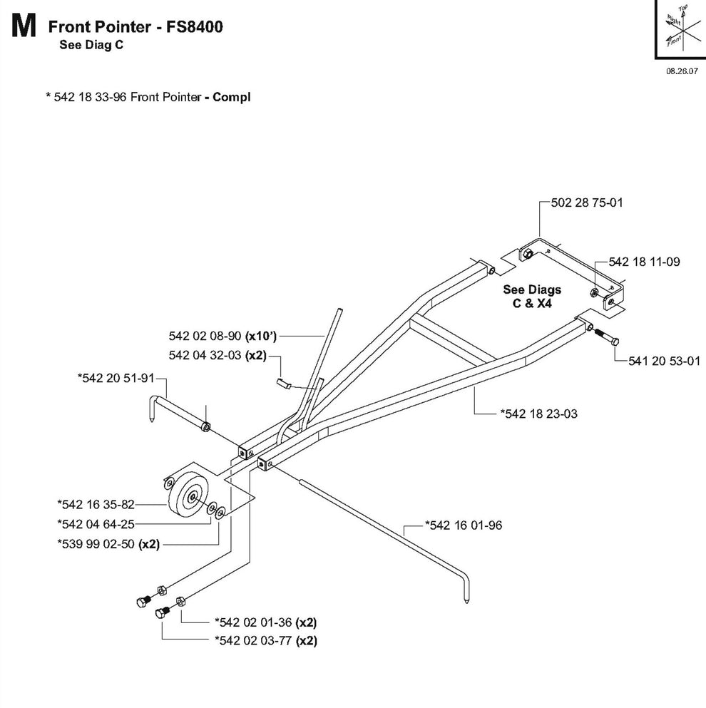 Front Pointer Parts for FS8400 D By Husqvarna