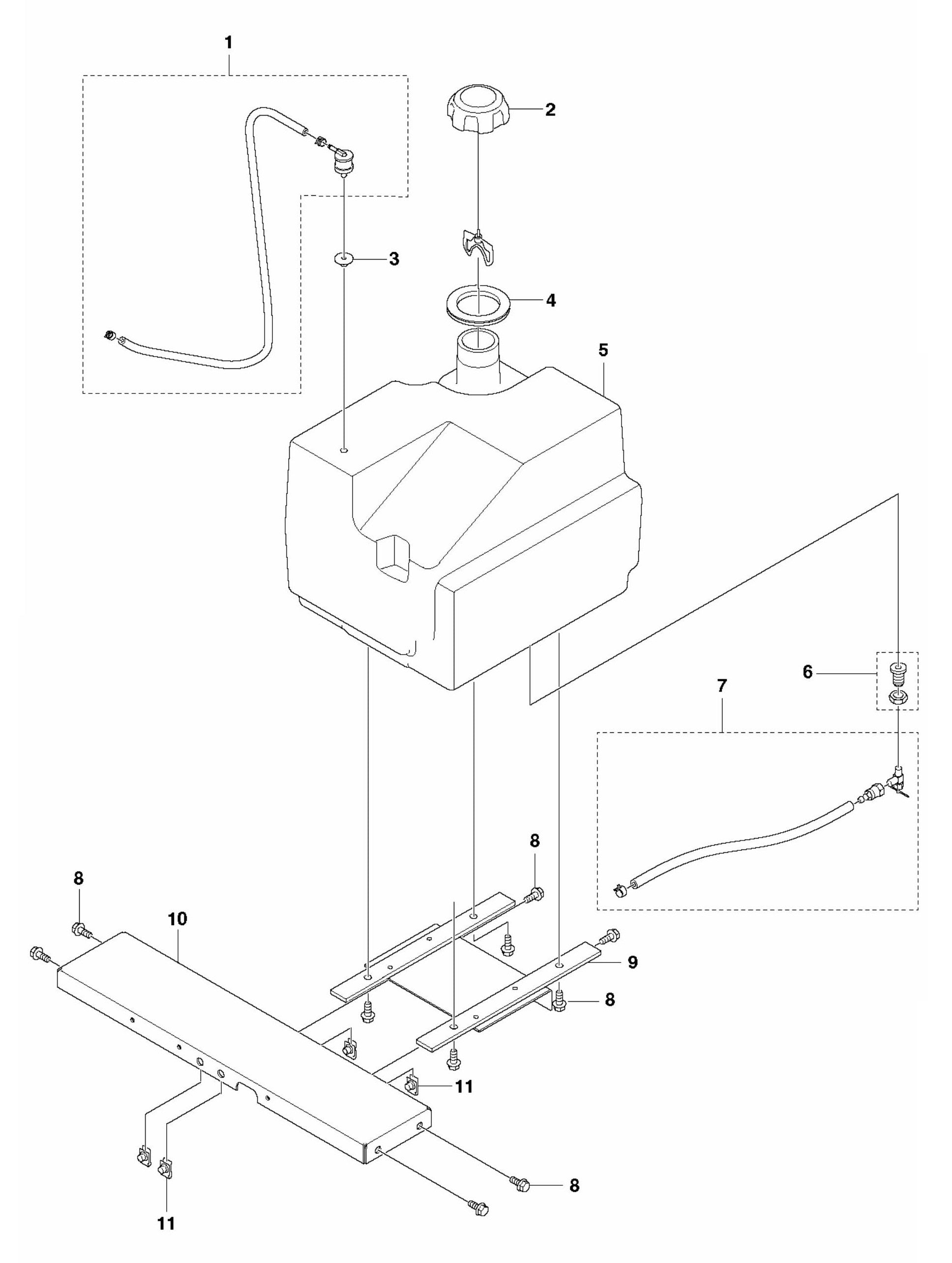 FS3500G Fuel Tank Assembly Parts by Husqvarna