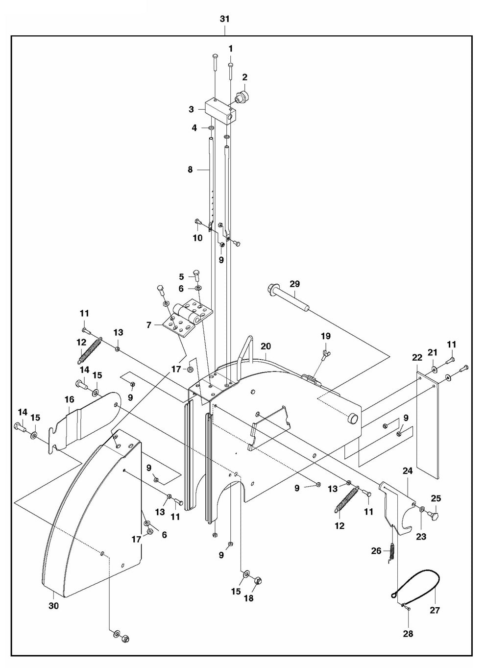 FS3500G Blade Guard 26"-30" Assembly Parts by Husqvarna